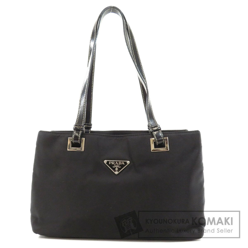Prada Tote Tessuto Leather Shoulder Black Bag Black - Picture 2 of 11